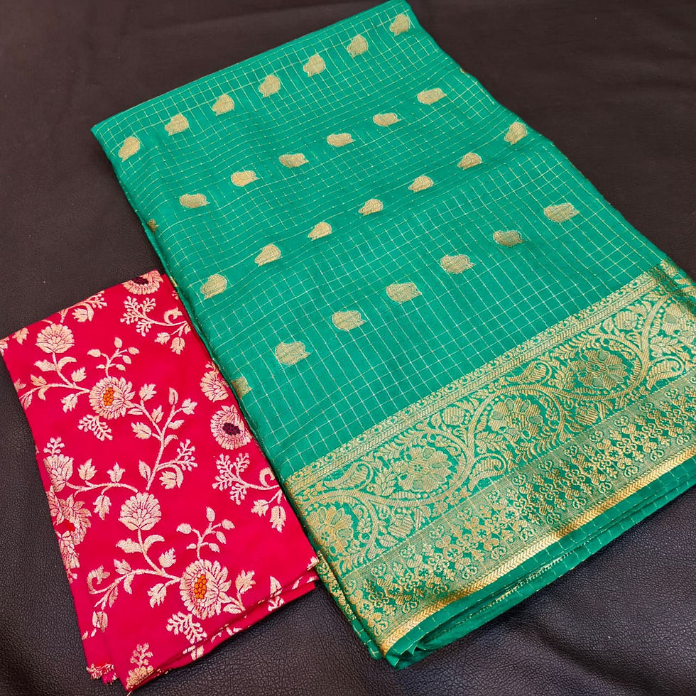 VISCOSE SILK SAREE RAMAR GREEN WITH PINK COLOUR