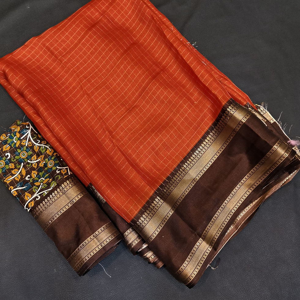 Thumbnail: TBC001--BINNY CRAPE RUST ORANGE WITH BROWN BORDER