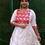 Thumbnail: GEORGETTE WITH COTRAST YOKE UMBRELLA CUT KURTI WHITE WITH RED COLOUR