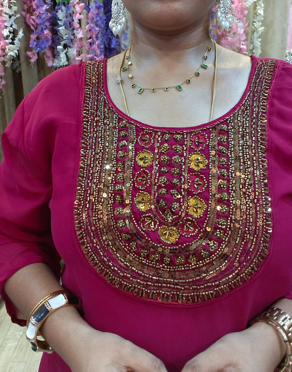 Thumbnail: TGK010----PLUS SIZE GEORGETTE KURTI 