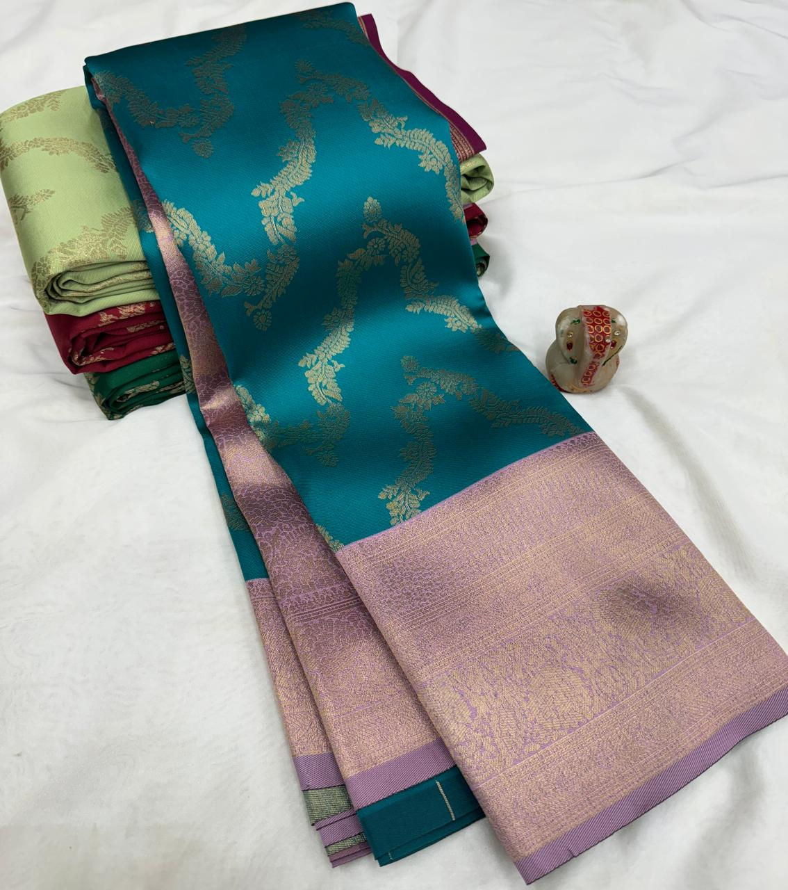 SEMI KANCHI RAMA BLUE WITH ONION PINK 