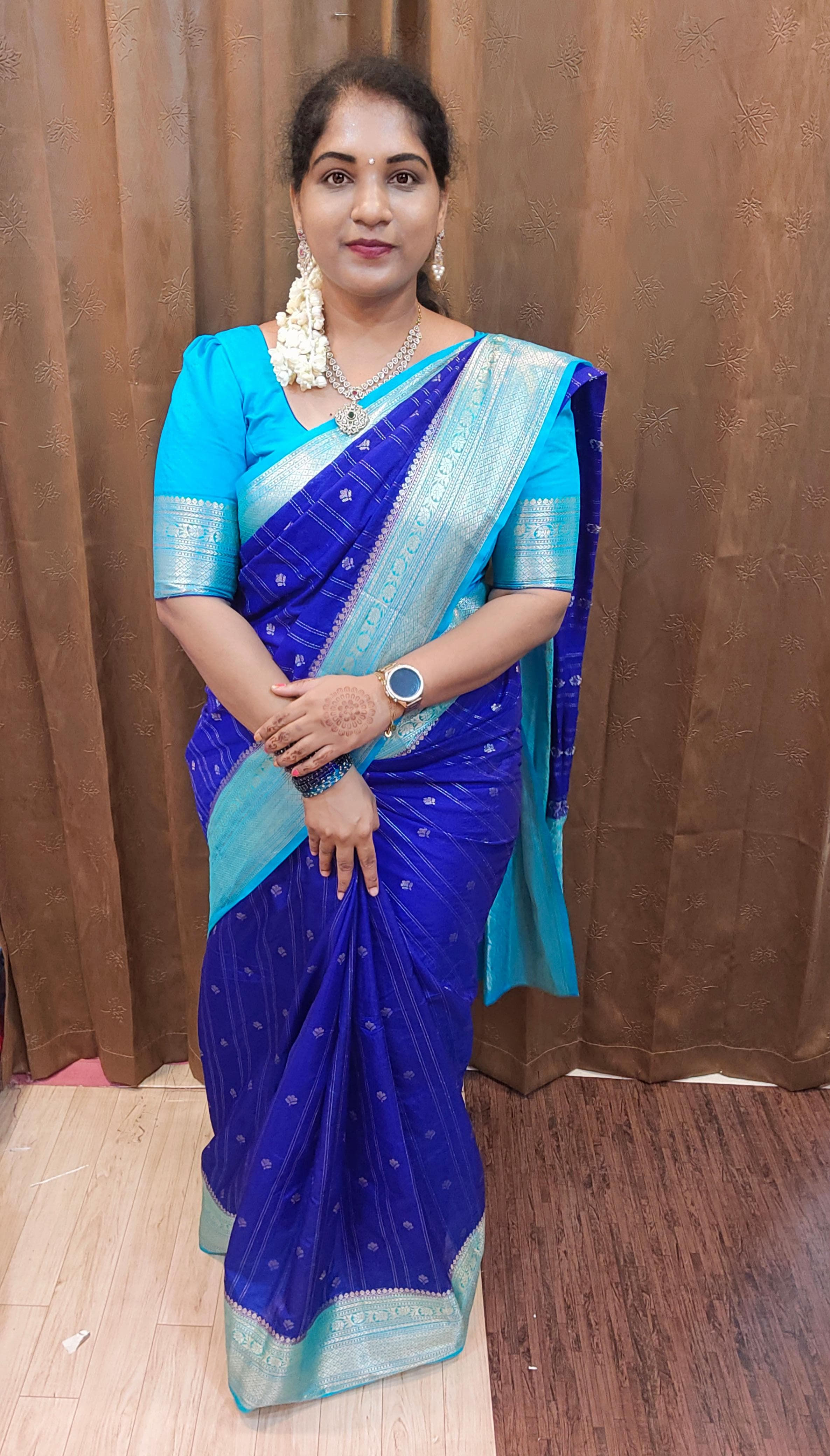 Warm Silk saree collections  royal blue 