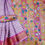 Thumbnail: LINEN COTTON SAREE LAVENDAR WITH DARK PINK COLOUR