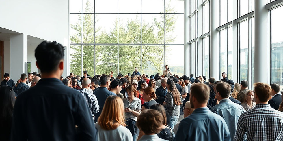 A LARGE GATHERING OF PEOPLE IN A MODERN ROOM WITH LOTS OF WINDOWS AND NATURAL LIGHT.jpg