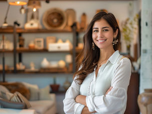 young architect woman standing in recent project with arms crossed
