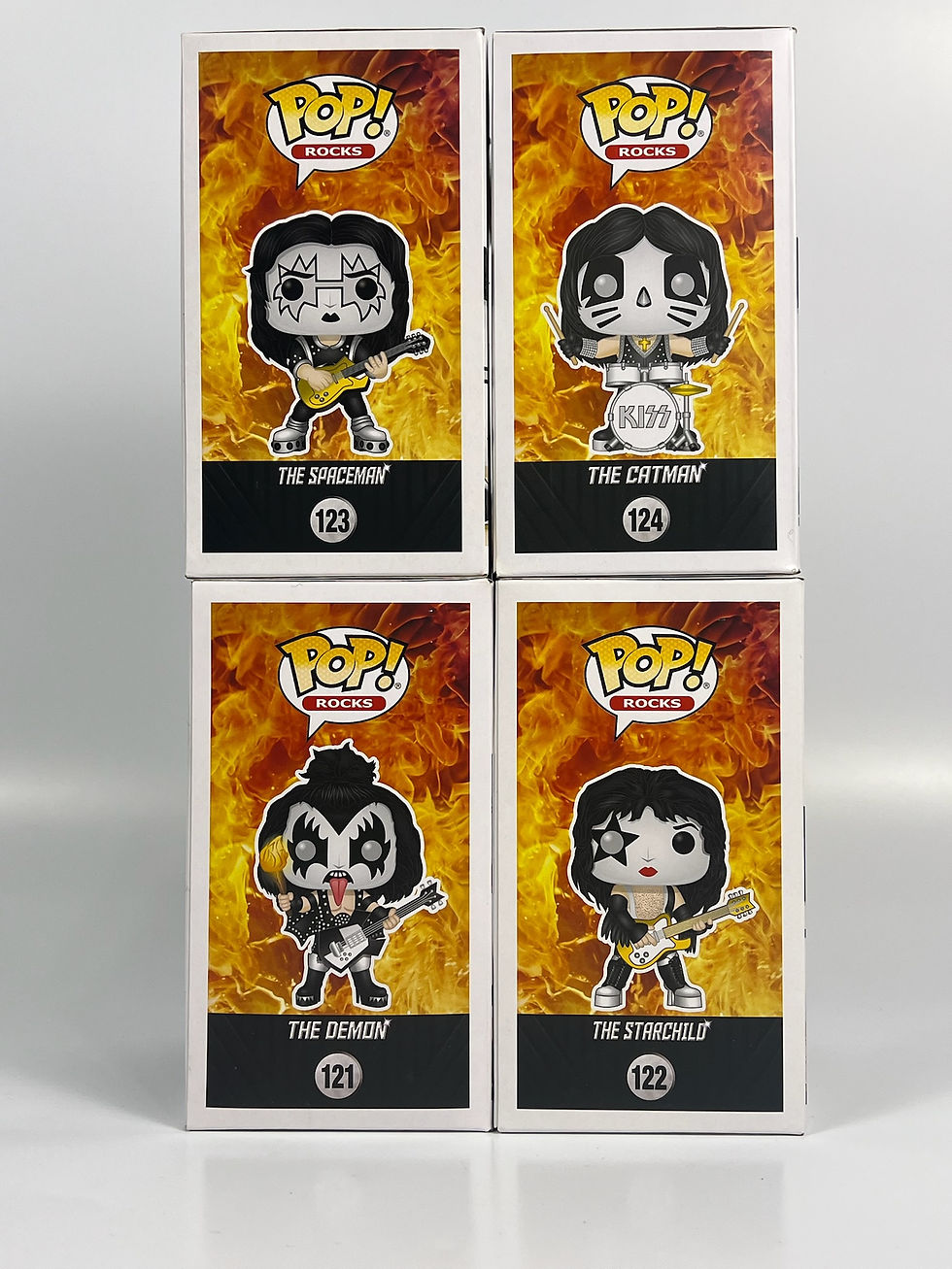 Thumbnail: KISS Funko Pop full set The Demon #121 The Starchild #122 The Spaceman #123 The Catman #124