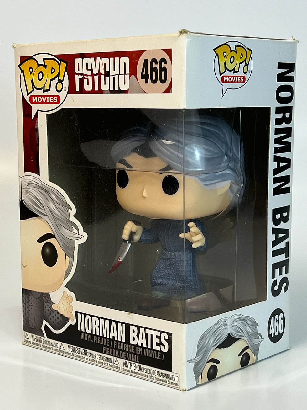 Thumbnail: Close-up of Norman Bates #466 Pop! Vinyl showing wig and knife detail