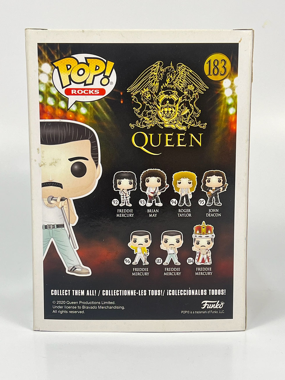 Thumbnail: Freddie Mercury #183 Funko Pop figure in yellow jacket from Wembley performance.
