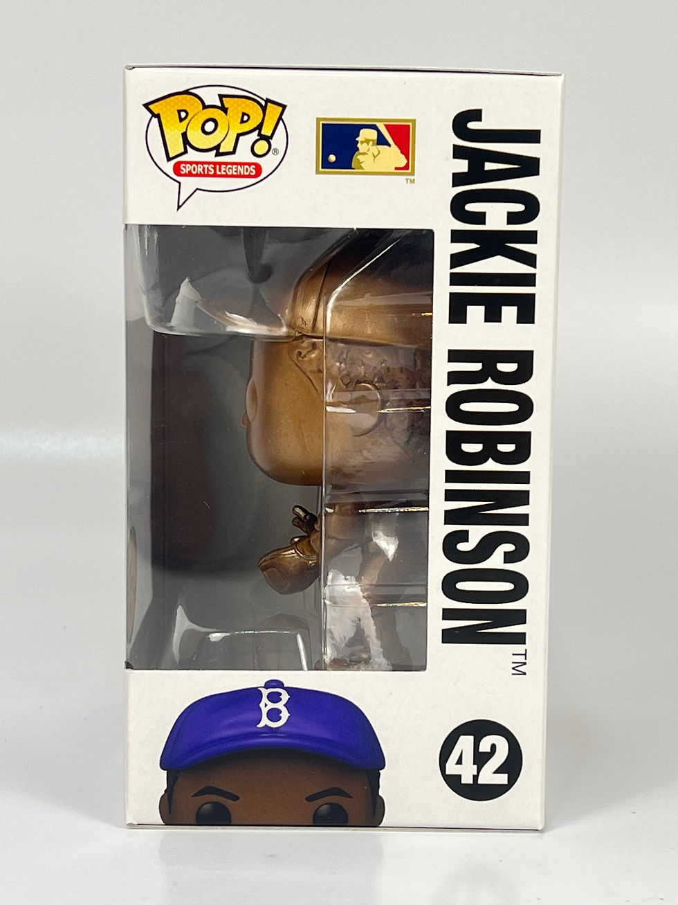 Thumbnail: Jackie Robinson #42 Gold Chase Edition Funko Pop vinyl figure in metallic gold Dodgers uniform.