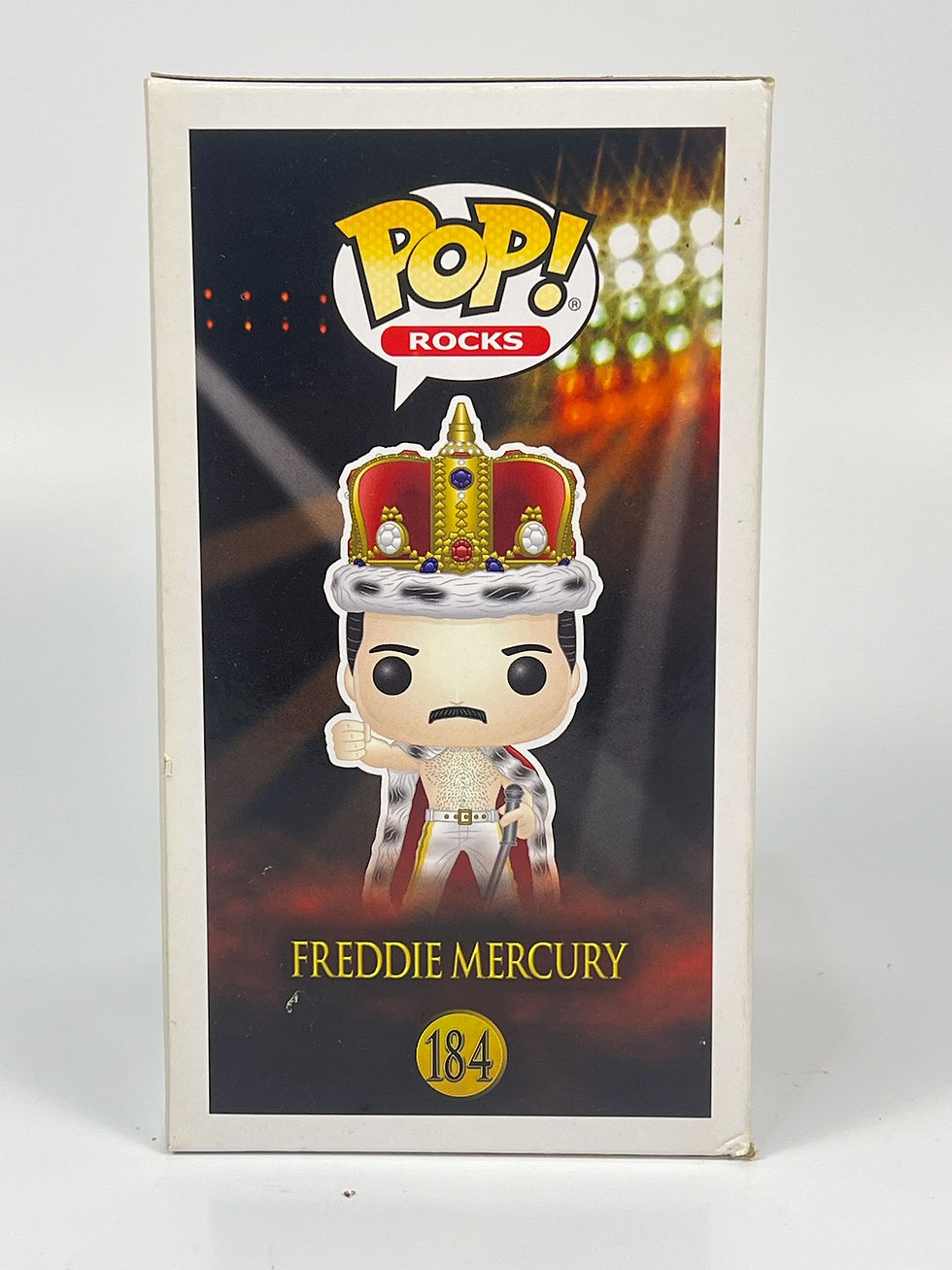 Thumbnail: Freddie Mercury #183 Funko Pop figure in yellow jacket from Wembley performance.