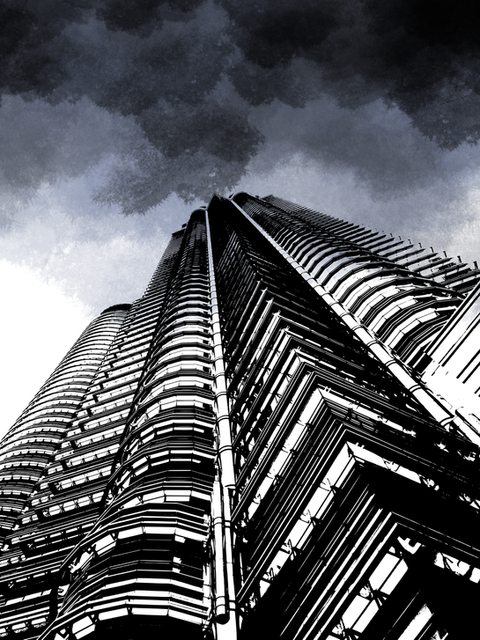 PETRONAS TOWER POSTER set with a moody sky. Taken on a trip to Kuala Lumpa.