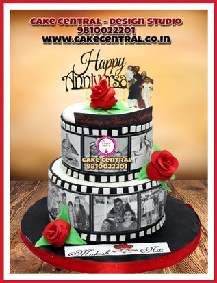 Personalized Tired Wedding Anniversary Cake with Photos Delhi |Black & White Tired Anniversary Cake Delhi | Cake Central – Premier Cake Design Studio , New Delhi Delhi