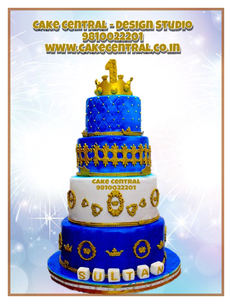 Gold & Blue Prince Cake for Baby Boys