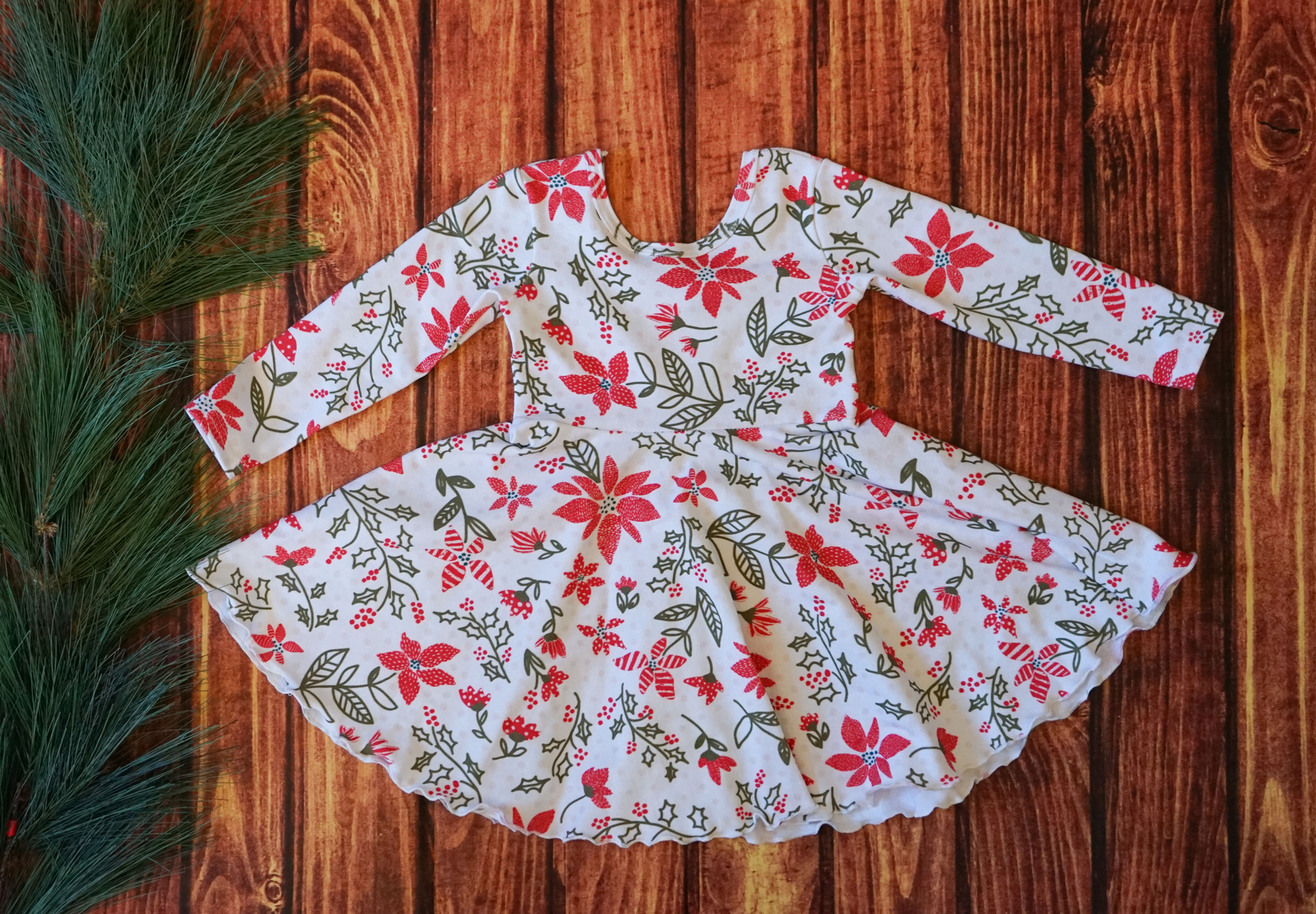Poinsettia Twirl Dress RTS