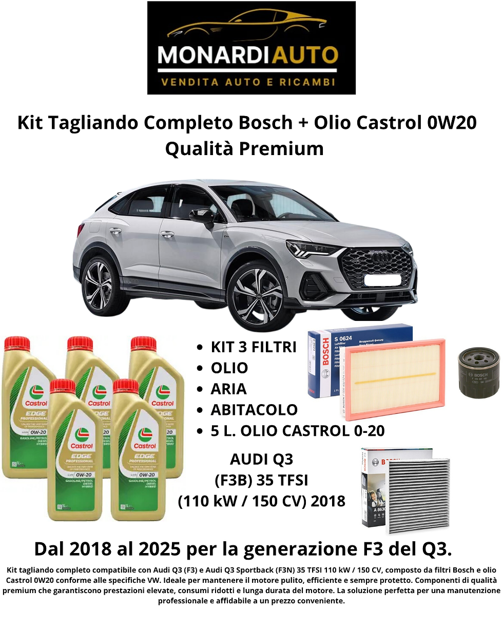 Kit tagliando completo compatibile con Audi Q3 (F3) 2018 1.5