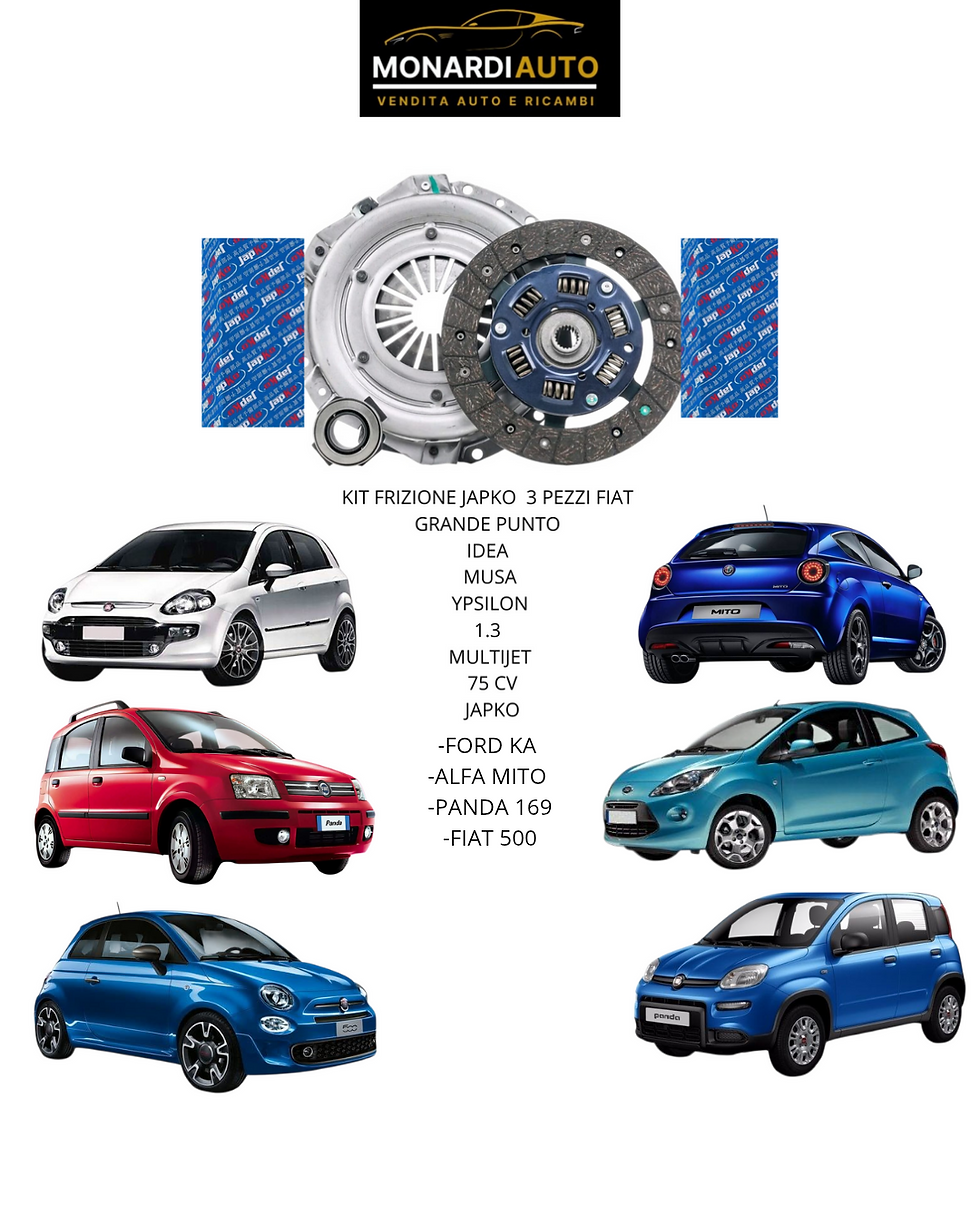KIT FRIZIONE 3 PEZZI JAPKO
PER MOTORI 1.3 MULTIJET
€4
€5
€6
75/90/95 CV
