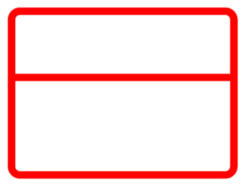 Red border print over a white background