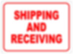 Shipping and Receiving sign with red text on a white background.