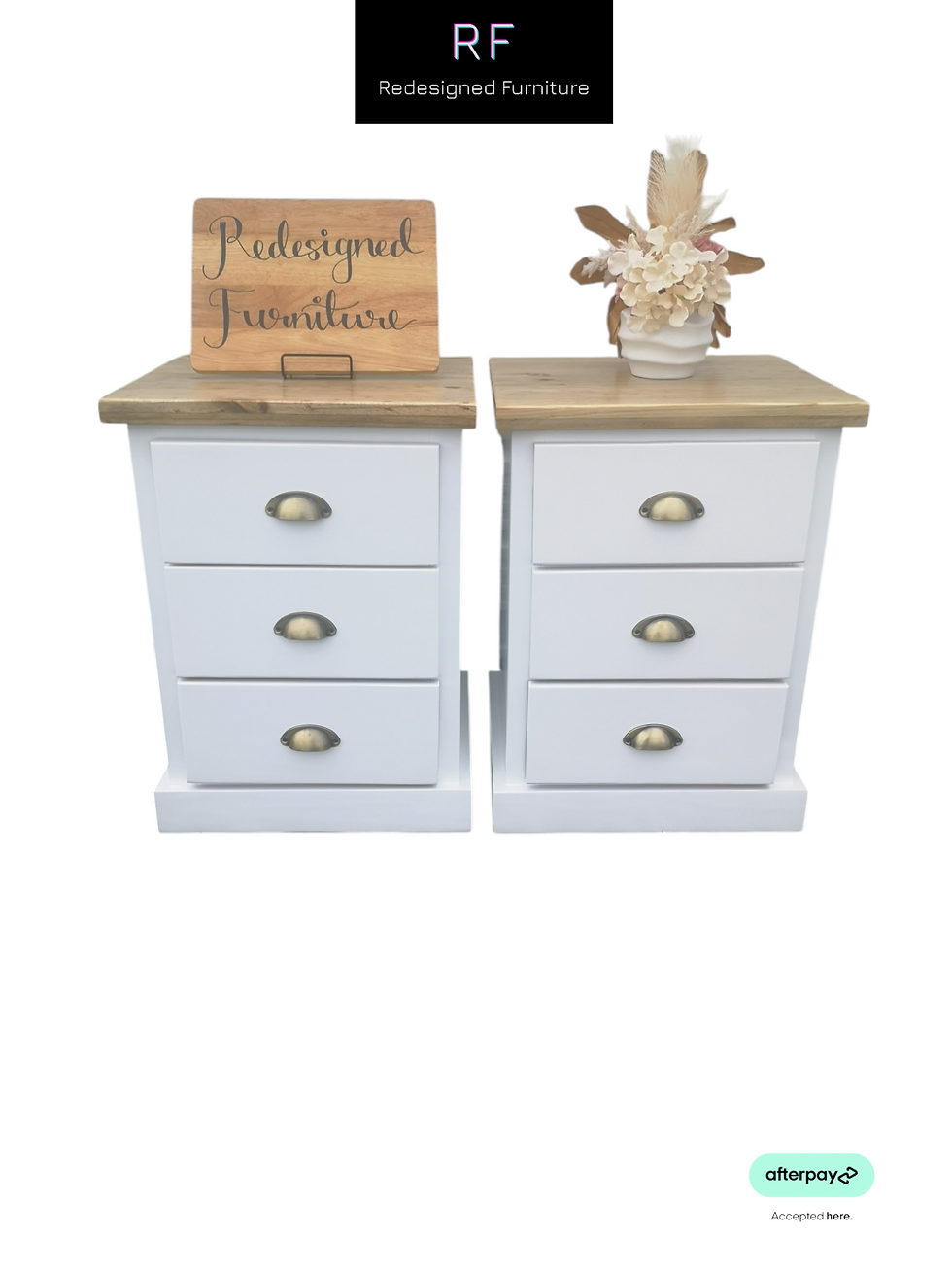 2x Matching Bedside Tables SOLID WOOD Drawers