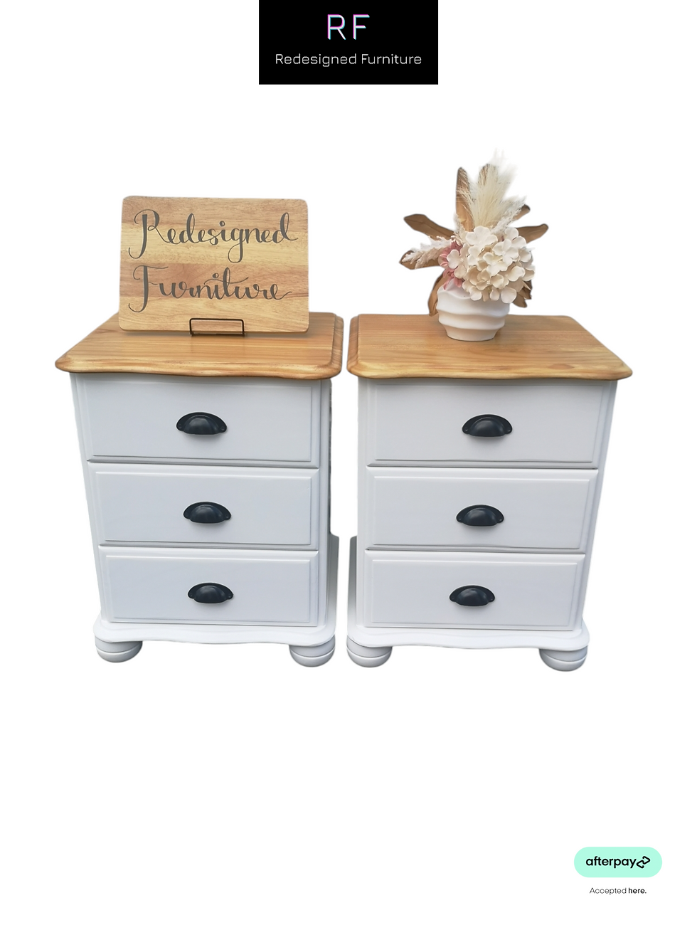 2x Matching Bedside Tables SOLID WOOD Drawers