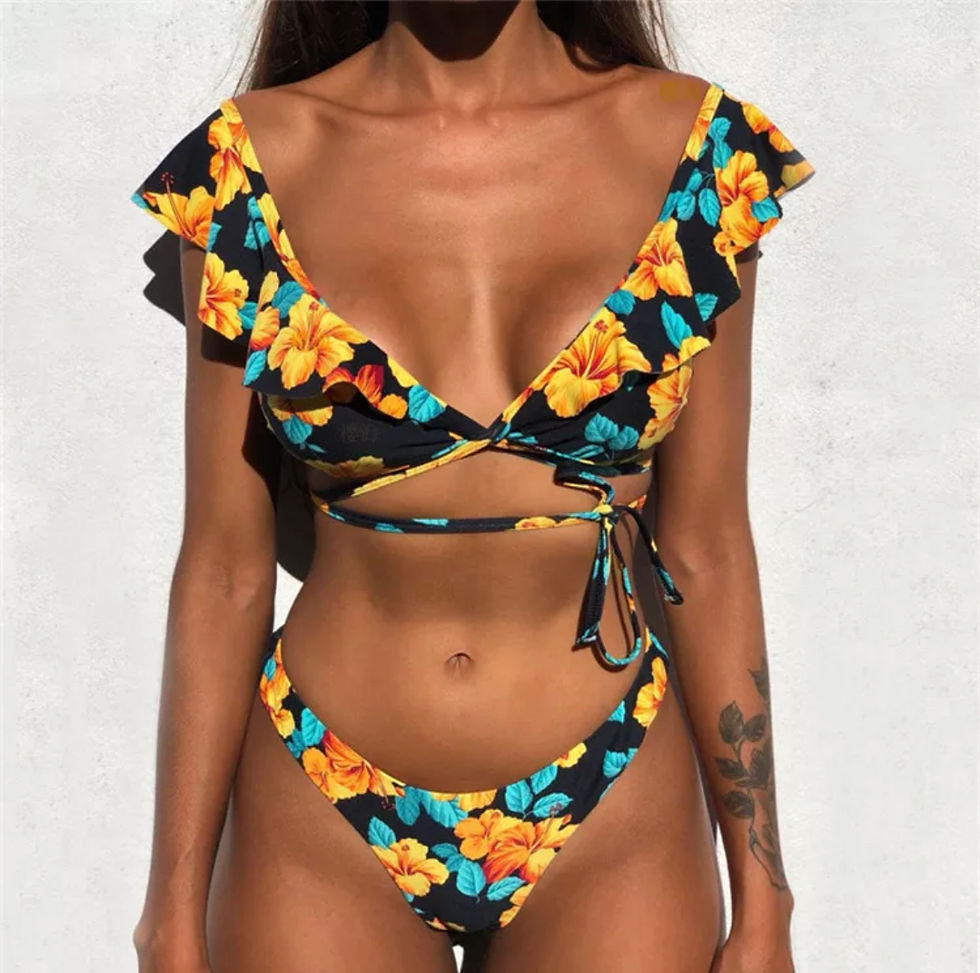 Thumbnail: Ruffle String Wrap Bikini