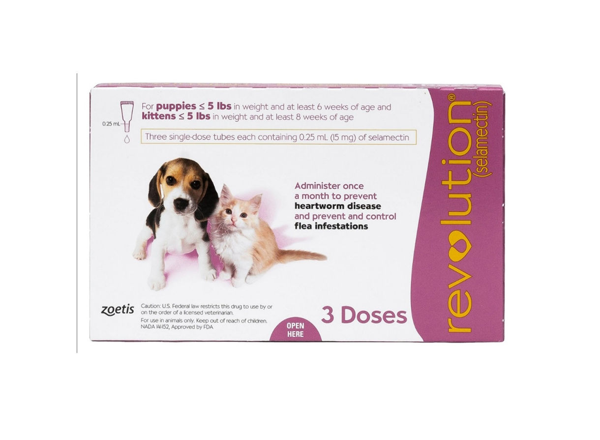 Revolution 預防跳蚤、心絲蟲病、蛔蟲、鉤蟲、耳蟎幼貓/犬