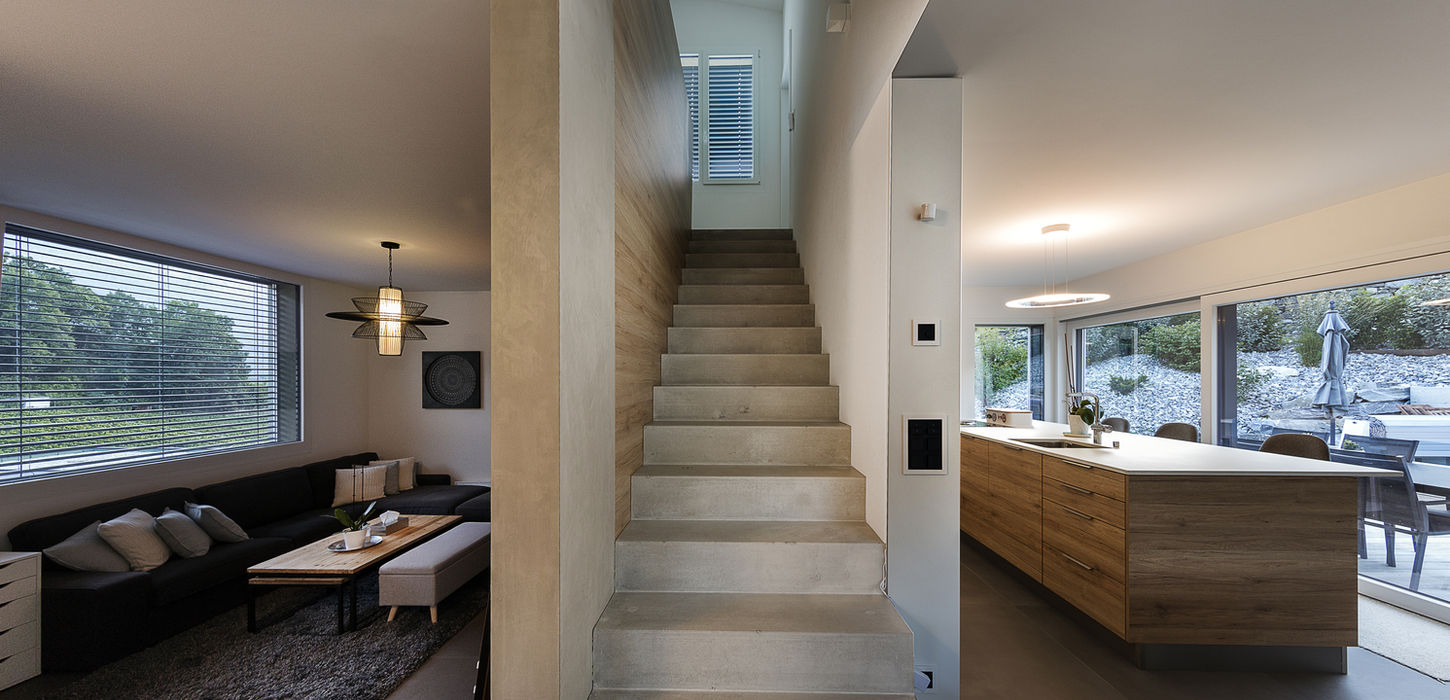 villa moulin | villa individuelle | vuisse | escalier | atelier4 | bureau d'architecture