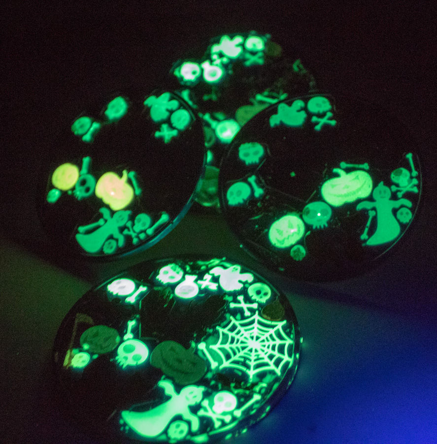 Thumbnail:  Glow in the Dark Halloween Coasters glowing