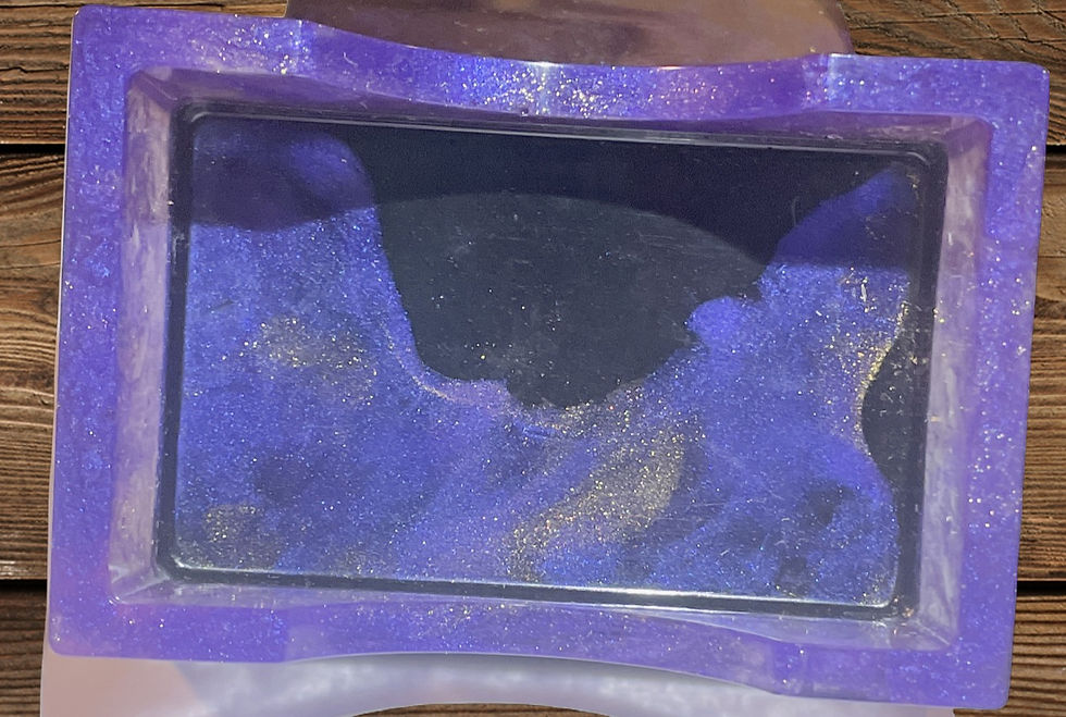 Thumbnail: Sparkling purple and gold resin coaster holder, adding a touch of elegance to any space.