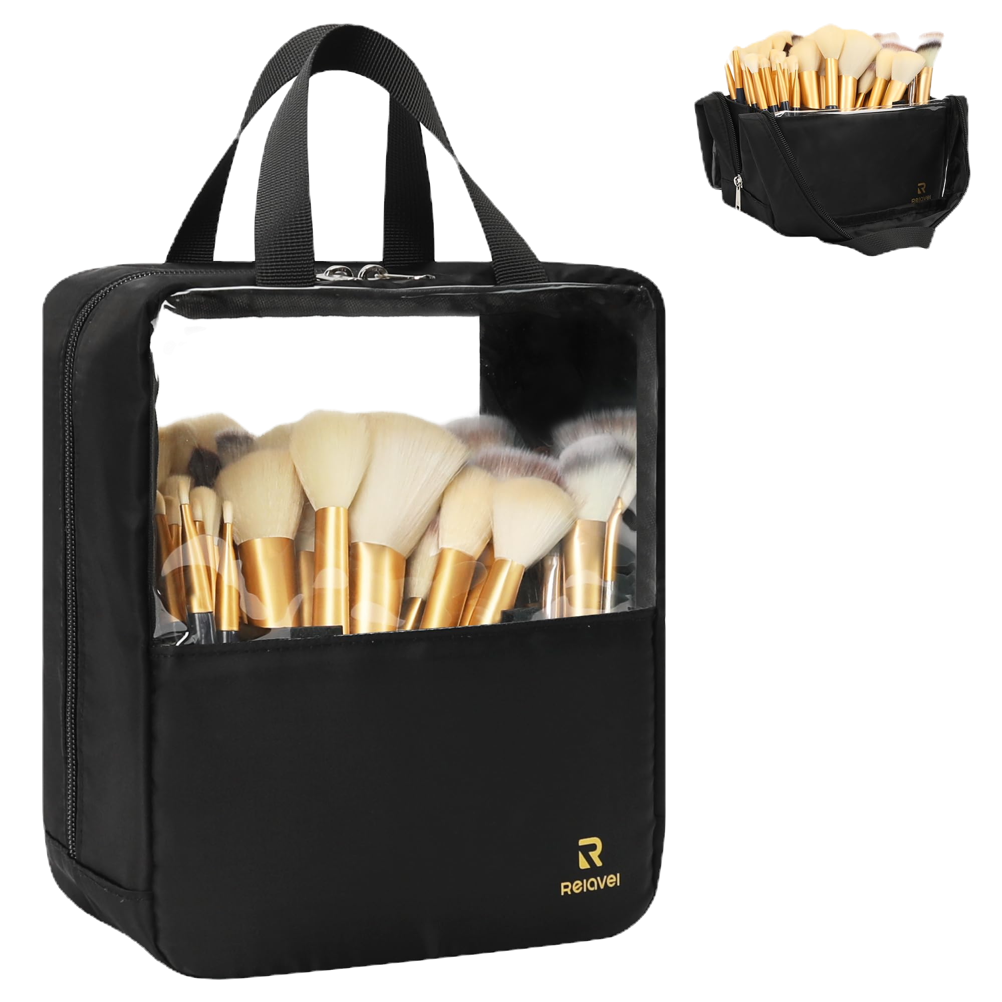 MONSTINA Extra Large Makeup Brush Organizer BagHigh Capacity Portable Stand-Up M