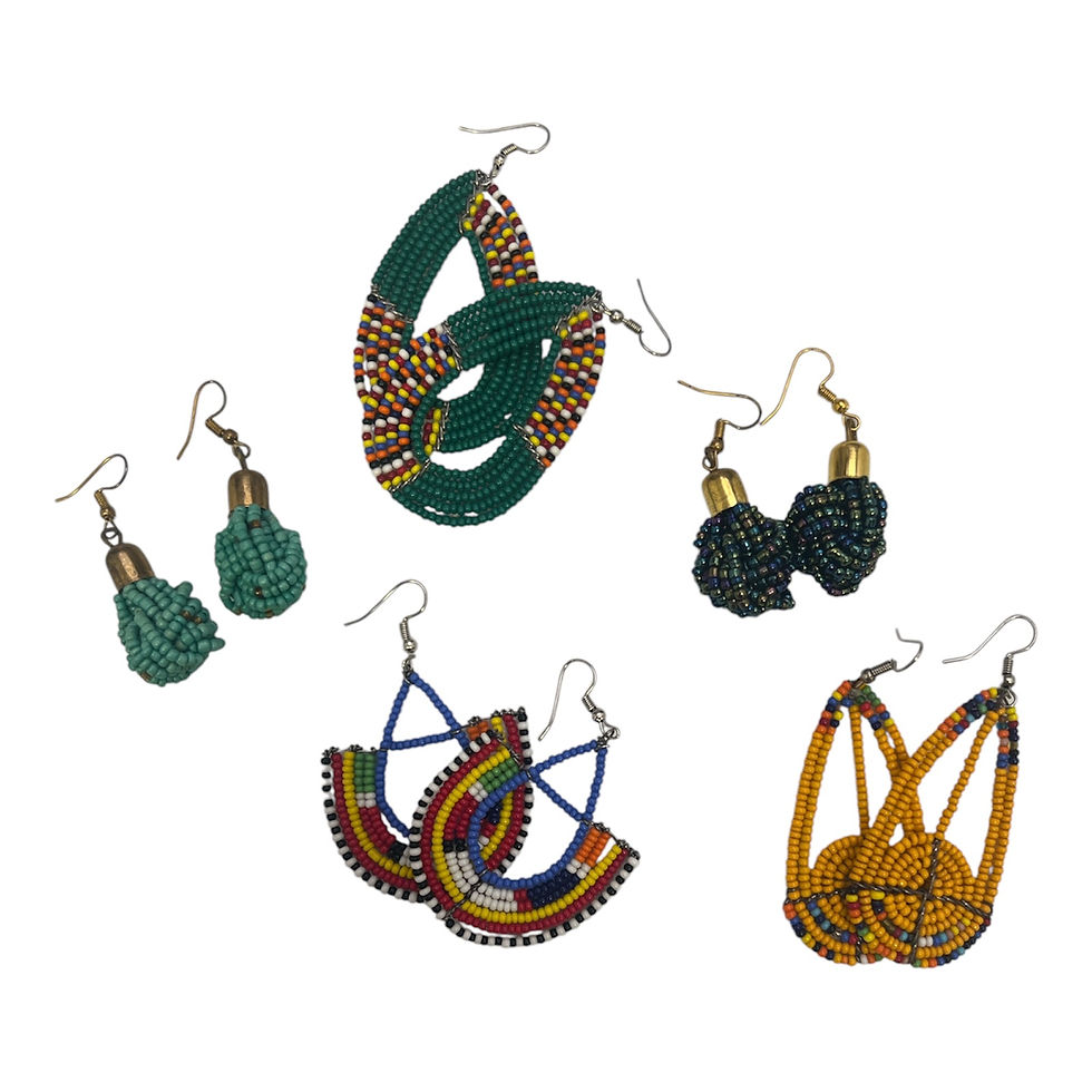 Beaded earrings from Kenya.