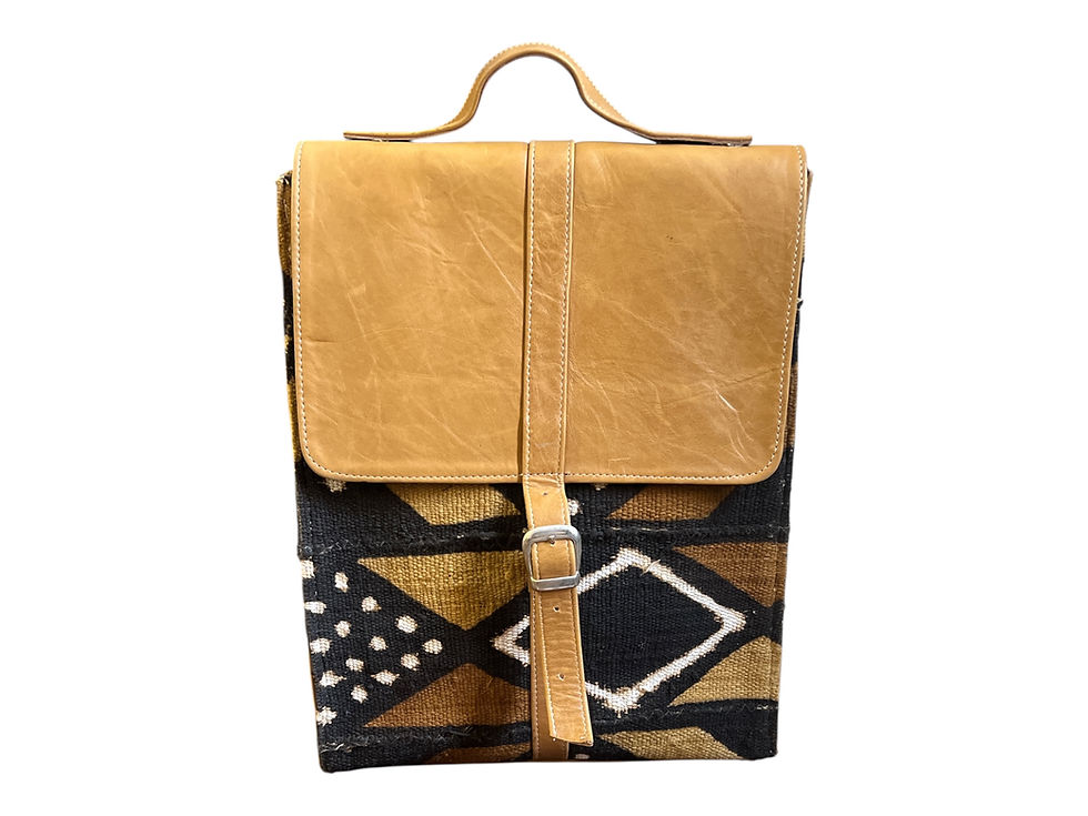 Thumbnail: Backpack, Leather and Mud Cloth