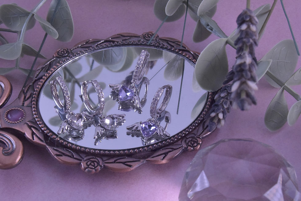 Thumbnail: Angel wings ear huggies in silver