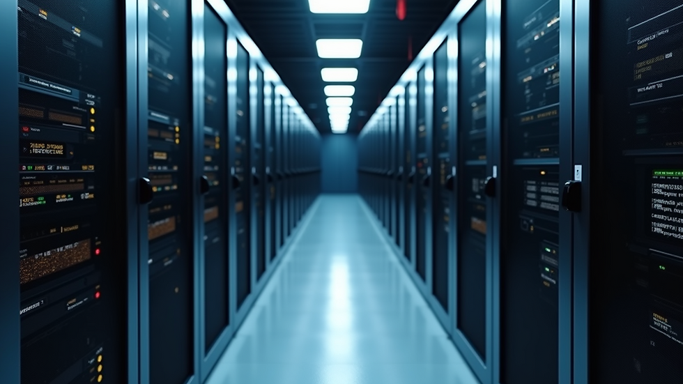 High angle view of a data center filled with servers