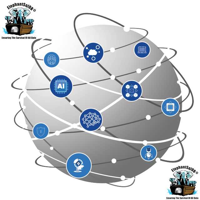 Close-up view of a futuristic data center with quantum computing equipment