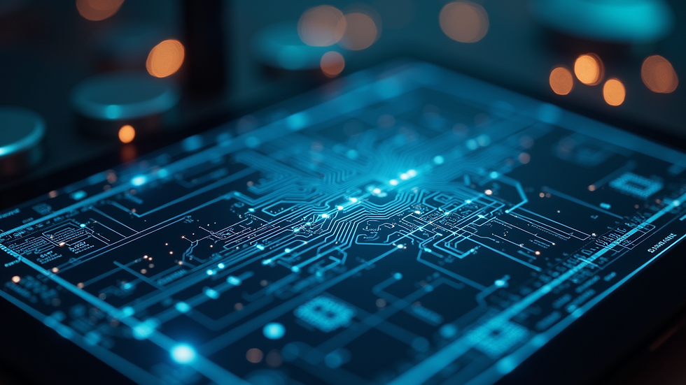 High angle view of a quantum circuit diagram on a digital screen