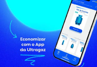 Botijão de gás com promoção da Ultragaz de R$ 15 de desconto no app