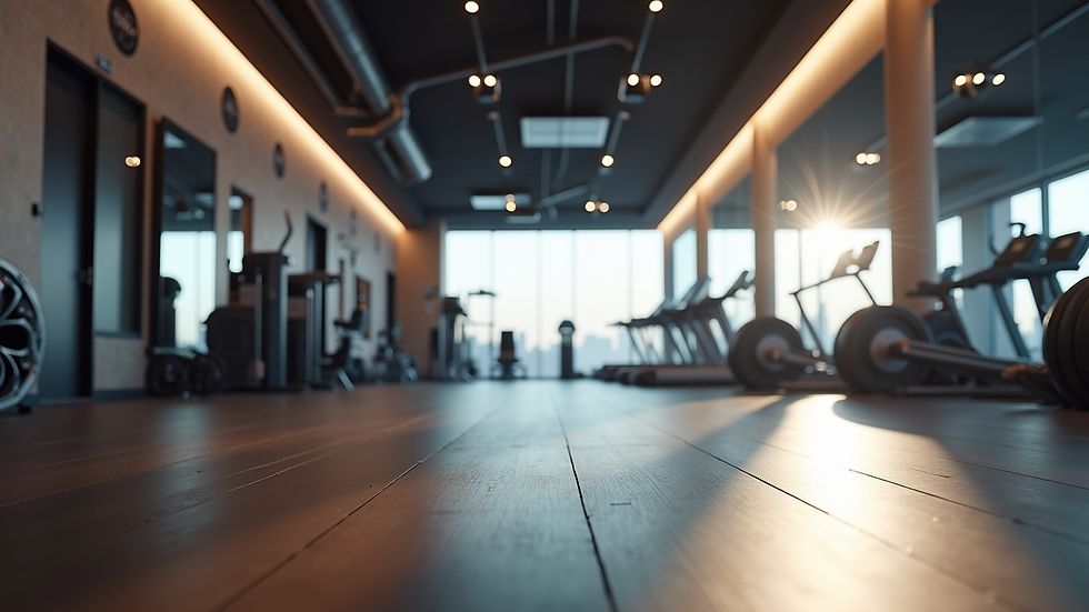 Eye-level view of a modern fitness studio with recovery equipment