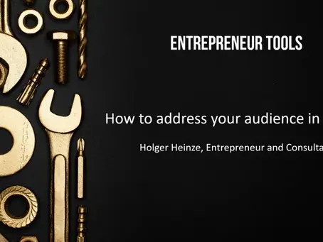 Entrepreneur Tools E1 — How to address your audience in a pitch — Founder Interview
