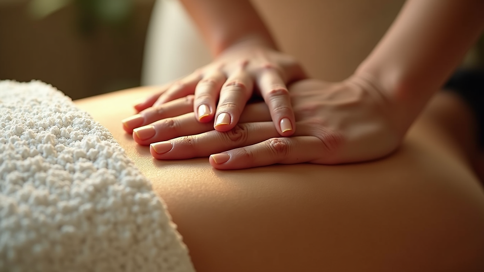 Close-up view of Ayurvedic massage therapy with herbal oils