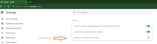 Chrome Proxy Settings