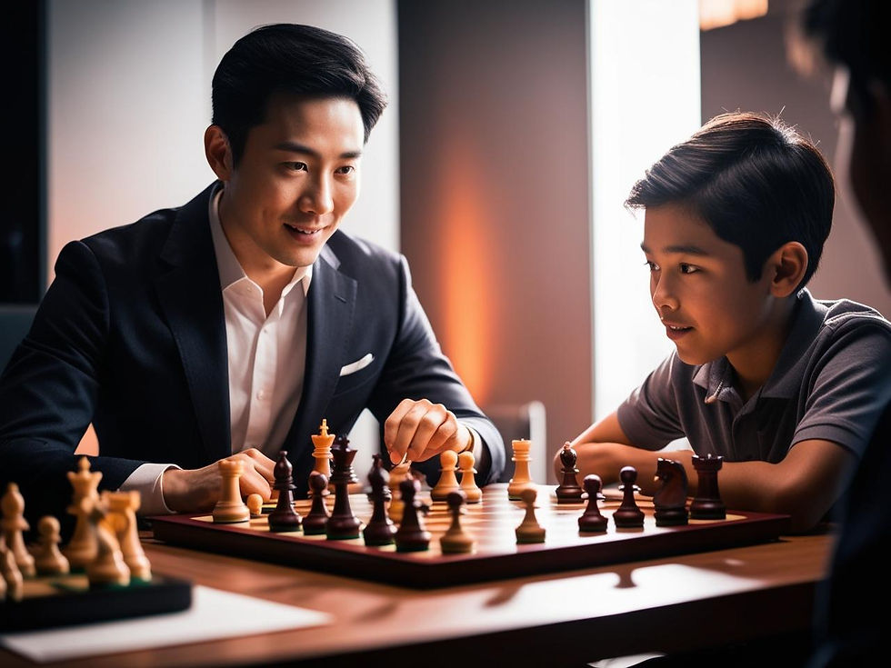Private one-on-one online chess coaching for kids – experienced chess tutor guiding young student at Rking Chess Academy.
