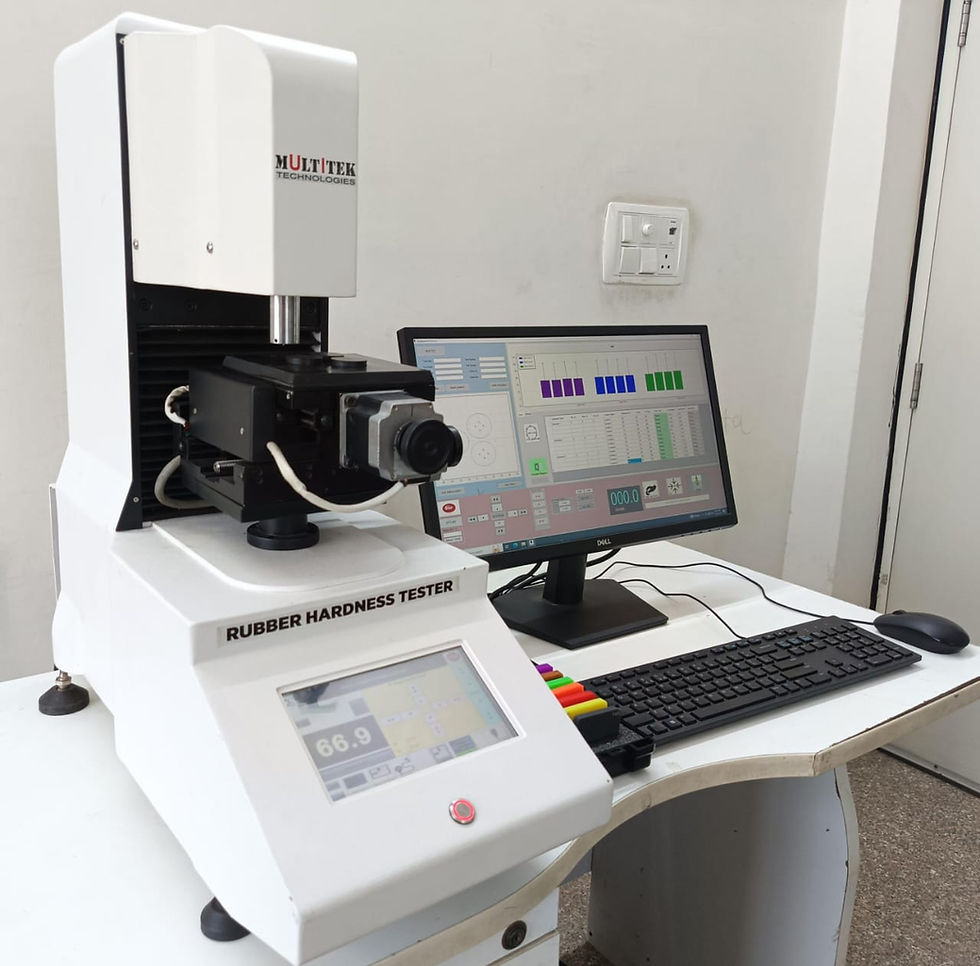 Thumbnail: Automatic Rubber Hardness Tester with digital display showing measurement data and setup