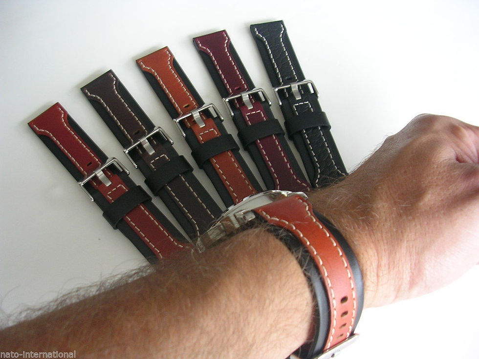 Thumbnail: Pan Aerrow Shell Oily Leather Watchband - 24mm Fits Large Watches