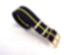 NATO G10® Gold Twill Weave Single Pass Navy Yellow Stripe - Mil Strap 20mm & 22mm - Fast Shipping 260mm Length - 10.25 inches