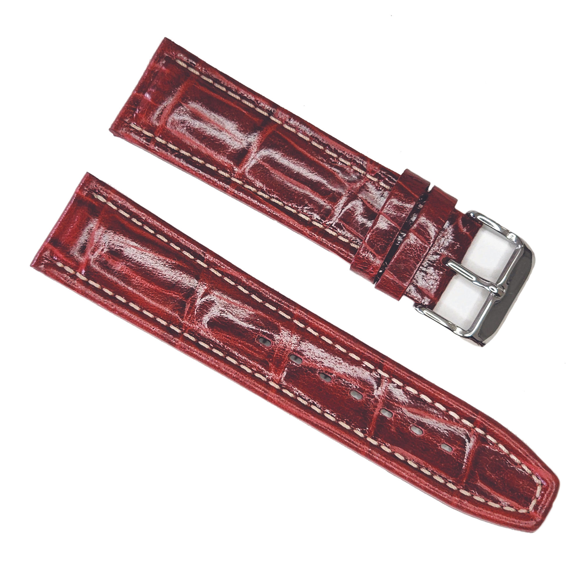 Chrono Crocodile Leather - WINE White Stitch