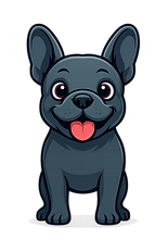 Cartoon French Bulldog used in Dog Poo Poo branding for Utah dog poop pickup and pet waste removal service.
