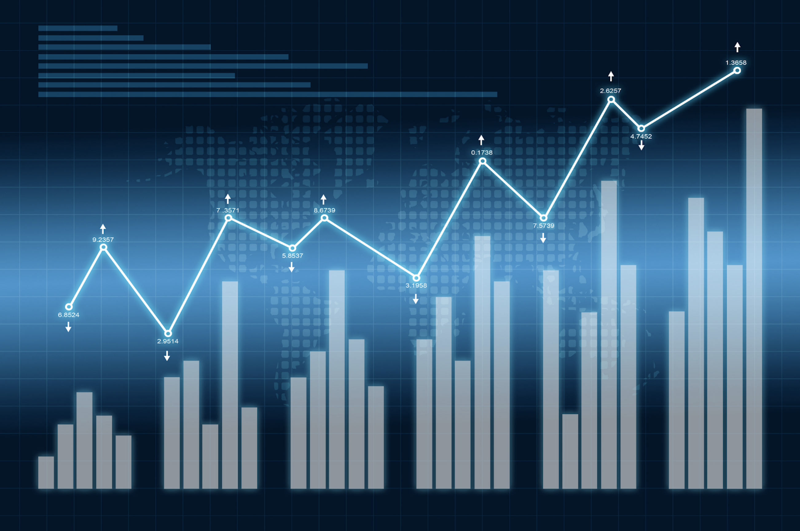 Graph showing an increase in website traffic over time.