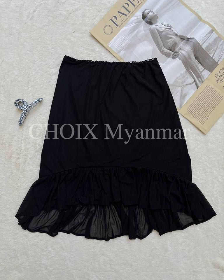 Ruffle mini Skirt  ( black )