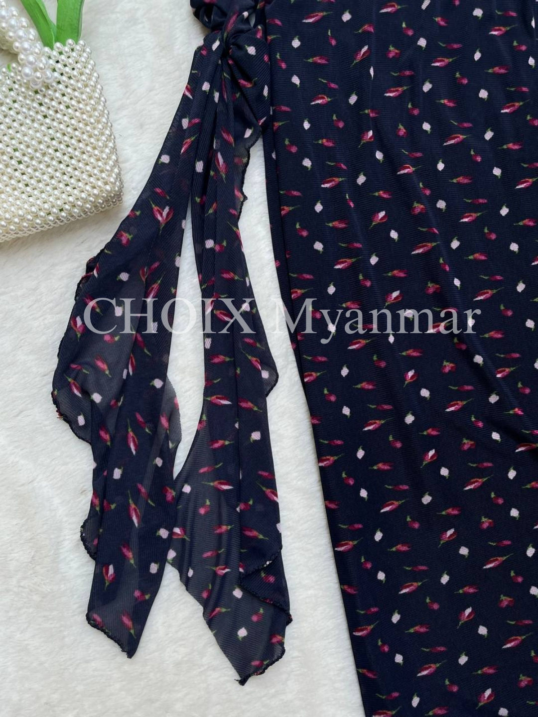 Ruffle Midi Skirt ( Navy )